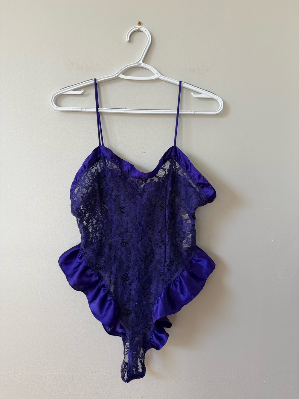 Vintage Victoria’s Secret Purple Lace Satin Teddy Bodysuit Lingerie M